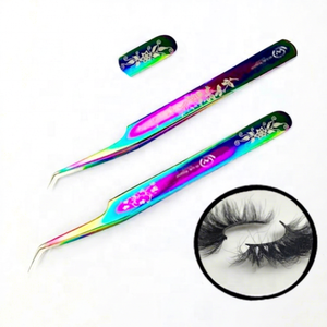 Wish Super Eyelash Tweezers ML#012 Stainless Steel Durable Anti-Static Precision Curved Tip 10mm Multi Color Smooth Surface - Product Image 2
