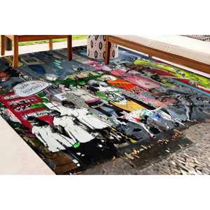 Tapis Graffiti Banksy : Art Abstrait, Décoration Intérieure Adaptée aux Animaux, Tapis Doux à Poils Longs - Product Image 2