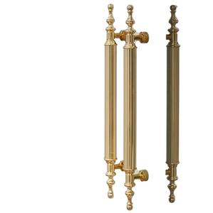 Poignée de porte longue en laiton massif de luxe avec finition or antique, poignée verticale robuste pour porte principale, hôtel, villa, entrée - Product Image 1
