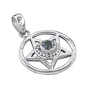 Colgante de Pentagrama de Plata 925 con Cristal Chapado en Oro y Piedra Preciosa de Diamante, Amuleto de Joyería Religiosa y de Brujería - Product Image 3