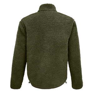 Oem Service <b>Sherpa</b> Fleece <b>Jacket</b> Custom Made Olive Green Color Full Sleeves Full Zipper Crew Neck Winter <b>Jacket</b> For <b>Men</b> - Product Image 5