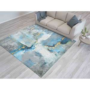 Tapis gris effet plâtre : Tapis d'intérieur moderne rustique imprimé, tapis en chenille - Product Image 2