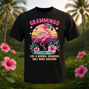 T-shirt da donna Gramingo con stampa floreale retrò, design Nonna Fenicottero, abbigliamento promozionale vintage - Product Image 3