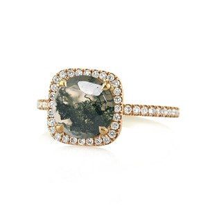 18K Vàng Vàng đồ trang sức mỹ đệm hình dạng moissanite Nhẫn đính hôn đám cưới Halo Rêu Mã Não Pave thiết lập thả vận chuyển - Product Image 2