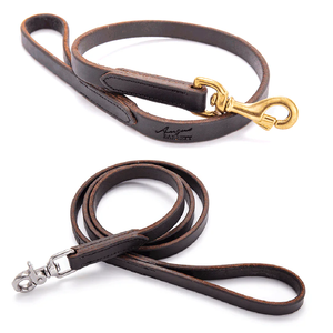 Wholesale Luxury Large Leash Leather Dog Collar Modern Dog Leashes Stylish Leather Pet Dog Leash With Durable Metal Buckles OEM - Product Image 4