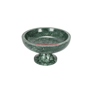 Bol sur pied en marbre vert pour décoration de maison de luxe, pierre naturelle artisanale, service et fruits pour table à manger et cuisine - Product Image 1