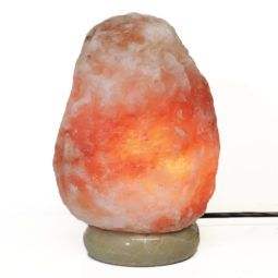 Lampe à sel de l'Himalaya rose faite à la main avec base en bois massif de Style amour sculpté décor à la maison élégant artisanat pakistanais authentique - Product Image 5