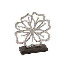 2 figuritas de flores de aluminio plateado con acabado antiguo Decoración de mesa Flor decorativa - Product Image 4