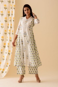 ชุดผสมสีฟ้าคุณภาพสูงสำหรับผู้ใหญ่เสื้อผ้าอินเดียและปากีสถานชุด kurta Palazzo มีสไตล์กางเกง kurti ผลิตในอินเดีย - Product Image 4