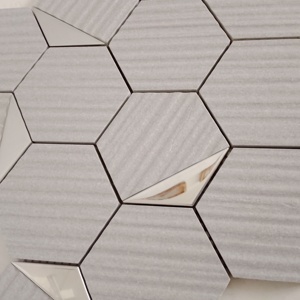 Shangar Signature 3 "Hexagon Silver PVD Carrelage de mosaïque en céramique vitrifiée 73Mm pour la rénovation intérieure et extérieure 260X300MM - Product Image 4