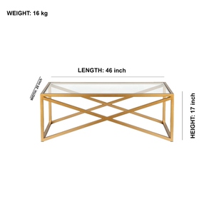 โต๊ะกลางพร้อมโต๊ะกาแฟชุบทองพร้อมกระจกด้านบนเฟอร์นิเจอร์ห้องรับแขกผลิตจากอินเดียดั้งเดิม - Product Image 2