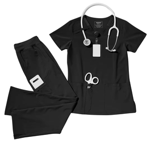 Ensembles de blouses médicales unisexes en denim à manches courtes avec logo personnalisé, en mélange de coton de haute qualité, détection d'aiguilles, pour usage hospitalier - Product Image 5