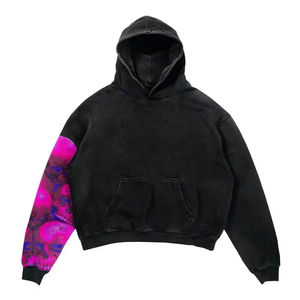 Fabricante superior personalizado peso pesado vintage desgastado lavado ácido Sudadera con capucha en blanco streetwear recortada Sudadera con capucha térmica hombres 2024 - Product Image 4