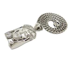 Cadena cubana de Plata de Ley 925 a la moda, colgante de cara de diamante cultivado Leb, estilo Hip Hop, regalo de compromiso de boda, collar de cadenas finas - Product Image 2