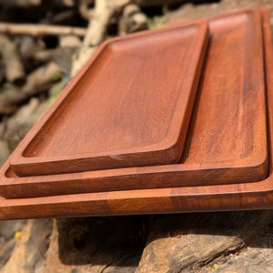 Vaisselle décorative rectangulaire en bois massif véritable naturel, plateau de service à fruits, plateau de service à café, plateau de service à café - Product Image 1