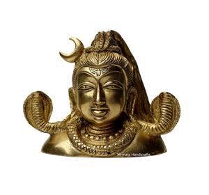 Nirmala Handicrafts - Estatua de Cabeza de Shiva en Latón, Hecha a Mano, Ídolo del Dios Hindú, Adorno Decorativo para el Tablero del Automóvil, Regalo Religioso - Product Image 1