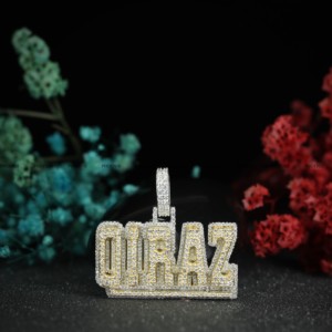 Iced Out Round Cut <b>Pendant</b> Custom <b>Name</b> Bling <b>Necklace</b> 925 Sterling Silver Moissanite Diamond Hip Hop Jewelry Phoenix Enterprise - Product Image 2