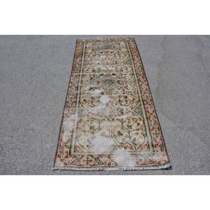 พรมตุรกีวินเทจคลาสสิกสีเบจสีส้มงานแฮนด์เมด3x6.6ft รูปสี่เหลี่ยมผืนผ้าการออกแบบการเย็บปะติดปะต่อกันสำหรับห้องนั่งเล่นวัยรุ่นผ้าขนสัตว์ยางเหนียว - Product Image 1