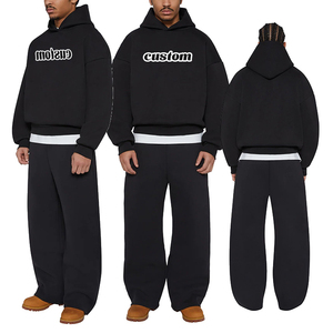 Ensembles de jogging à capuche surdimensionné de 2 pièces en coton de coupe régulière pour l'hiver survêtements pour hommes survêtements personnalisés - Product Image 1