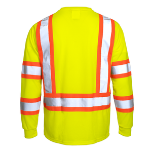 Camisetas de alta visibilidad de manga larga para hombre, ropa de trabajo de seguridad vial con rayas reflectantes de dos tonos, uniforme de trabajo personalizado. - Product Image 3