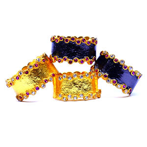 Anillo chapado en oro de estilo clásico para mujer de Plata de Ley 925, banda de granate rodolita, textura de óxido, anillo de banda de piedras preciosas de moda - Product Image 5