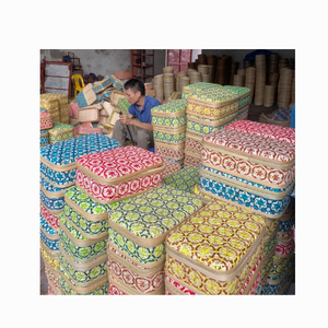 Panier de pique-nique en bambou tissé à la main de plusieurs couleurs avec doublure en tissu panier de rangement avec couvercle et poignée fabriqué à partir du Vietnam - Product Image 2