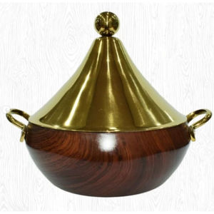 Hecho de mesa de metal, Plato decorativo para servir comida, cazuela, la mejor calidad, forma redonda, exhibición de postres de comida de metal, olla caliente a la venta - Product Image 6