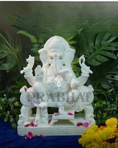 Murti de Ganpati de Mármol Pulido Hecho a Mano de Primera Calidad para la Prosperidad y la Energía Positiva Disponible en Cantidades al por Mayor - Product Image 2