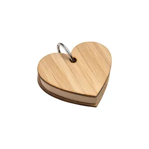 Blocchetti Adesivi Personalizzati in Bambù con Cuori - Gadget Promozionale Personalizzabile - Product Image 1