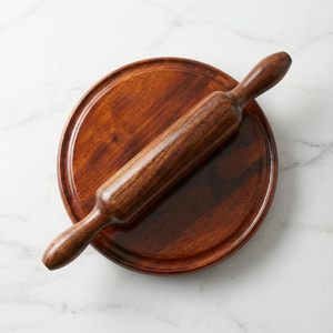 Wooden Rolling Pin Board Roti <b>Chapati</b> <b>Maker</b> Handcrafted Eco-Friendly Floral Pattern Kitchen Essential Traditional Indian Cooking - Product Image 3