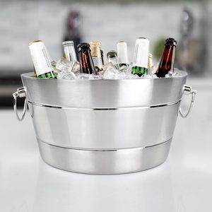 Royal Look Stainless Steel Oval for Ice Bucket with Handle 5L Capacity Floral Pattern for Bar Ware Parties - Product Image 1