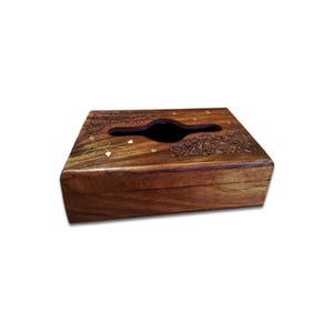 Porte-serviettes en papier de soie porte-boîte à mouchoirs Logo personnalisé boîte à mouchoirs dessus en bois de haute qualité - Product Image 1