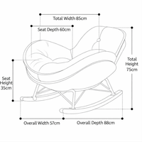 Fauteuil à bascule moderne Eggshell, canapé relax en suède et flanelle, idéal pour appartement, salle à manger, salon, bureau à domicile, pour se détendre