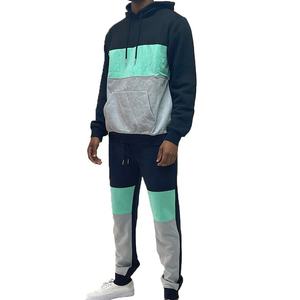 Punchin Sports Logo personnalisé 100% survêtements en coton pour hommes cordon de serrage rond surdimensionné 3 Patchwork respirant grande taille ensembles - Product Image 1