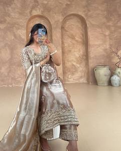 Presenting New Ready to Wear Special Fancy Design Heavy Embroidery and <b>Sequin</b> Work Cotton Salwar Kameez <b>Top</b> with Dupatta - Product Image 2