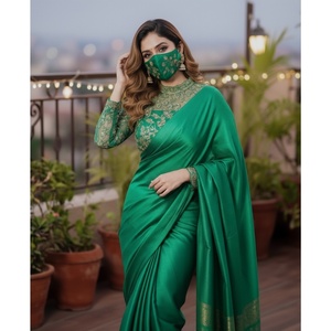 Premium Vintage Deep Red Silk <b>Saree</b> Intricate Lace Embroidery Floor-Length <b>Blouse</b> Matching Face Mask-Ready Wear Custom Colors - Product Image 5