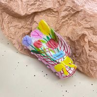 Pince à cheveux en acrylique motif fruit de dessin animé, pince à cheveux française pour femmes et filles, accessoires de printemps, maintien solide pour cheveux épais ou fins