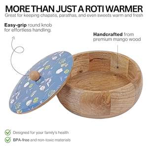 กล่องโรตีทำมือ ภาชนะไม้สำหรับเสิร์ฟจาปาตีสดที่บ้าน กล่องจาปาตีไม้ตกแต่งโดย AALIYAN IMPEX - Product Image 4