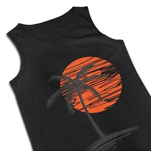 Débardeur de plage de couleur noire avec impression personnalisée respirant 94% coton 6% Spandex Slim Fit surdimensionné chemises sans manches d'été - Product Image 3