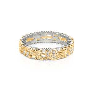 Bague d'anniversaire pour femme Jeulia en argent sterling bicolore avec motif floral sculpté - Product Image 1