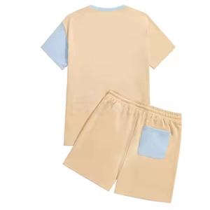 Nouveautés DAKHA SPORTS Ensemble T-shirt et short en coton 100% personnalisé à deux tons pour homme, tricoté pour l'été - Product Image 2