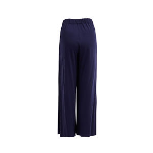 Navy Blue Knitted Wide Leg <b>Trouser</b> Skirt High <b>Elasticated</b> Back <b>Waist</b> Casual Breathable - Product Image 3