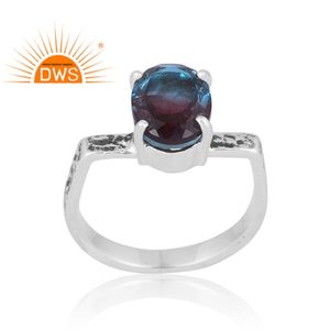 แหวนพลอยควอตซ์สองชั้นทำจากอเล็กซานไดรต์ชีวภาพทำจากเงินสเตอริงเครื่องประดับดีไซน์ตามสั่งสำหรับเป็นของขวัญสำหรับผู้หญิง - Product Image 1