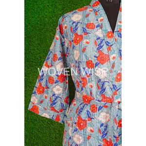 Chaqueta de invierno hecha a mano 100% de algodón para mujer, estampado Floral, acolchado, cuello en V, decoración de encaje en relieve, tejido de ganchillo transpirable - Product Image 3