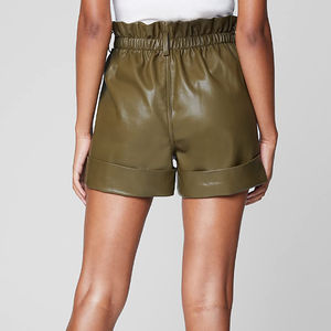 Shorts en cuir pour femmes, vente en gros, couleur rouge unie, vente en ligne, vêtements d'hiver 2025, shorts en cuir ajustables pour femmes, shorts pour femmes - Product Image 6