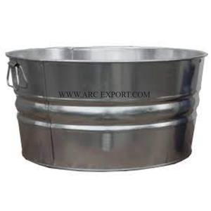 Galvanized Round Gardening Plants <b>Tub</b> <b>Metal</b> Shiny Mirror Polished Modern Vintage Gardening Long Lasting Flower Plants <b>Tubs</b> - Product Image 1