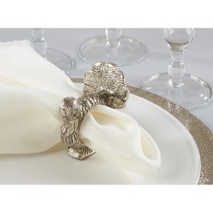 Anillo de Servilleta de Latón Plateado con Forma de Pavo Real, para una Elegante Decoración de Mesa, Eventos Festivos y Regalos, de la India - Product Image 3