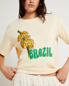 Camiseta holgada con estampado ecológico de color amarillo mantequilla para verano - Product Image 1