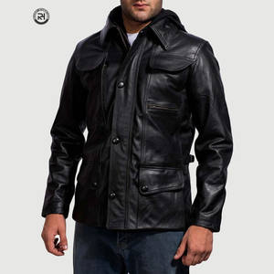 Chaqueta Bomber de Cuero Genuino para Hombre, Estilo Formal, Holgada, con Cierre Frontal, Logotipo, Impermeable, Cortavientos, con Forro de Lana - Product Image 5
