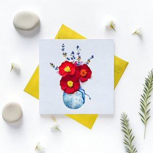 การ์ดประดับดอกไม้แบบเวียดนามการ์ดอวยพรทำด้วยมือพร้อมงานฝีมือยกดอกไม้ที่ไม่เหมือนใครสำหรับเป็นของขวัญ GFV004งานฝีมือจากเวียดนาม - Product Image 2